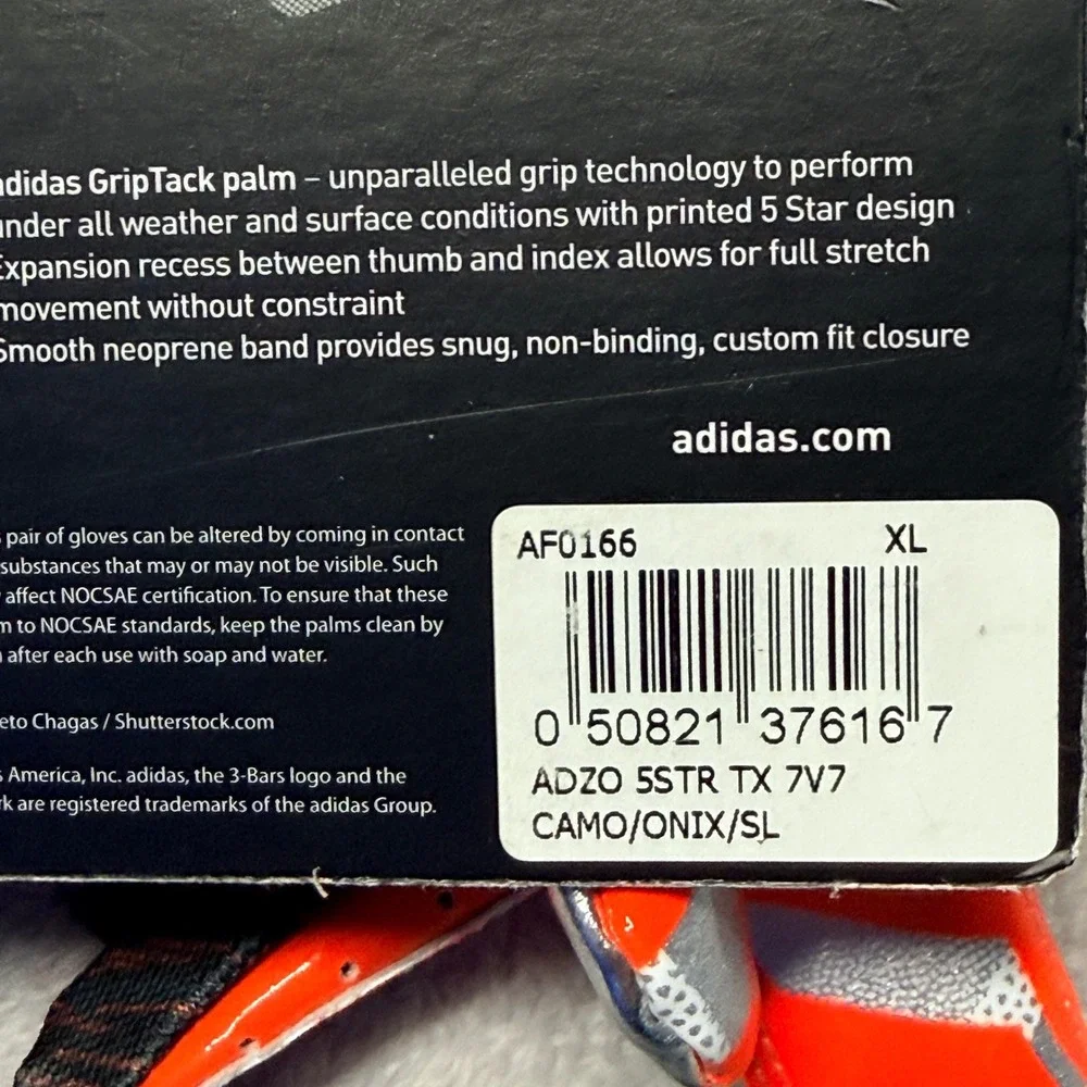 Adidas Adizero 5 Star Football Gloves Mens‎ XL Red Black Camo AF0166 GripTack